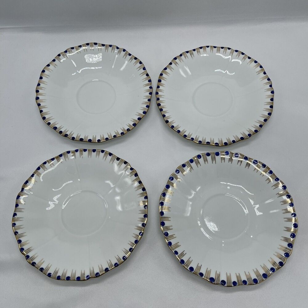 (4) Vintage e Hughes &‎ Co Fenton Saucers Staffordshire Eusancos China England